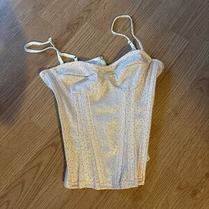 PrettyLittleThing White Polka Dot Corset Camisole